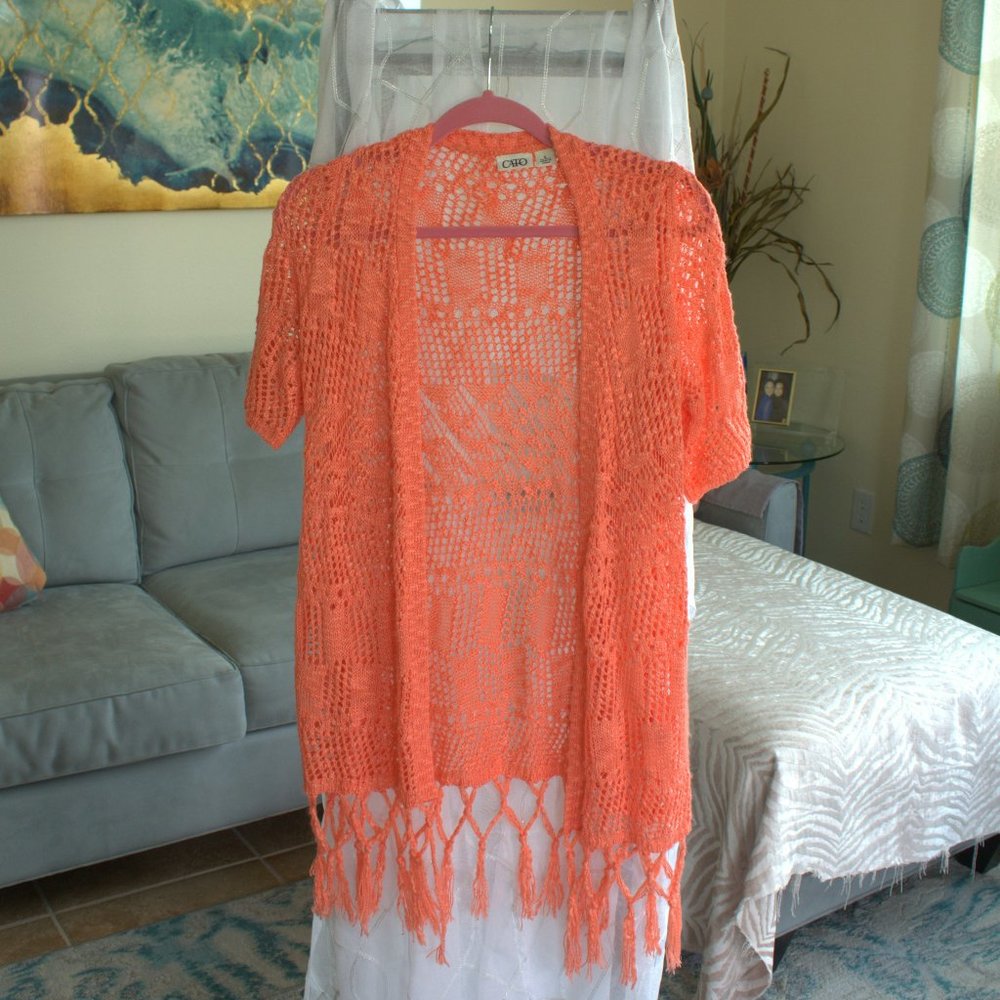 Crochet Coral Coverup | Knitted Cardigan